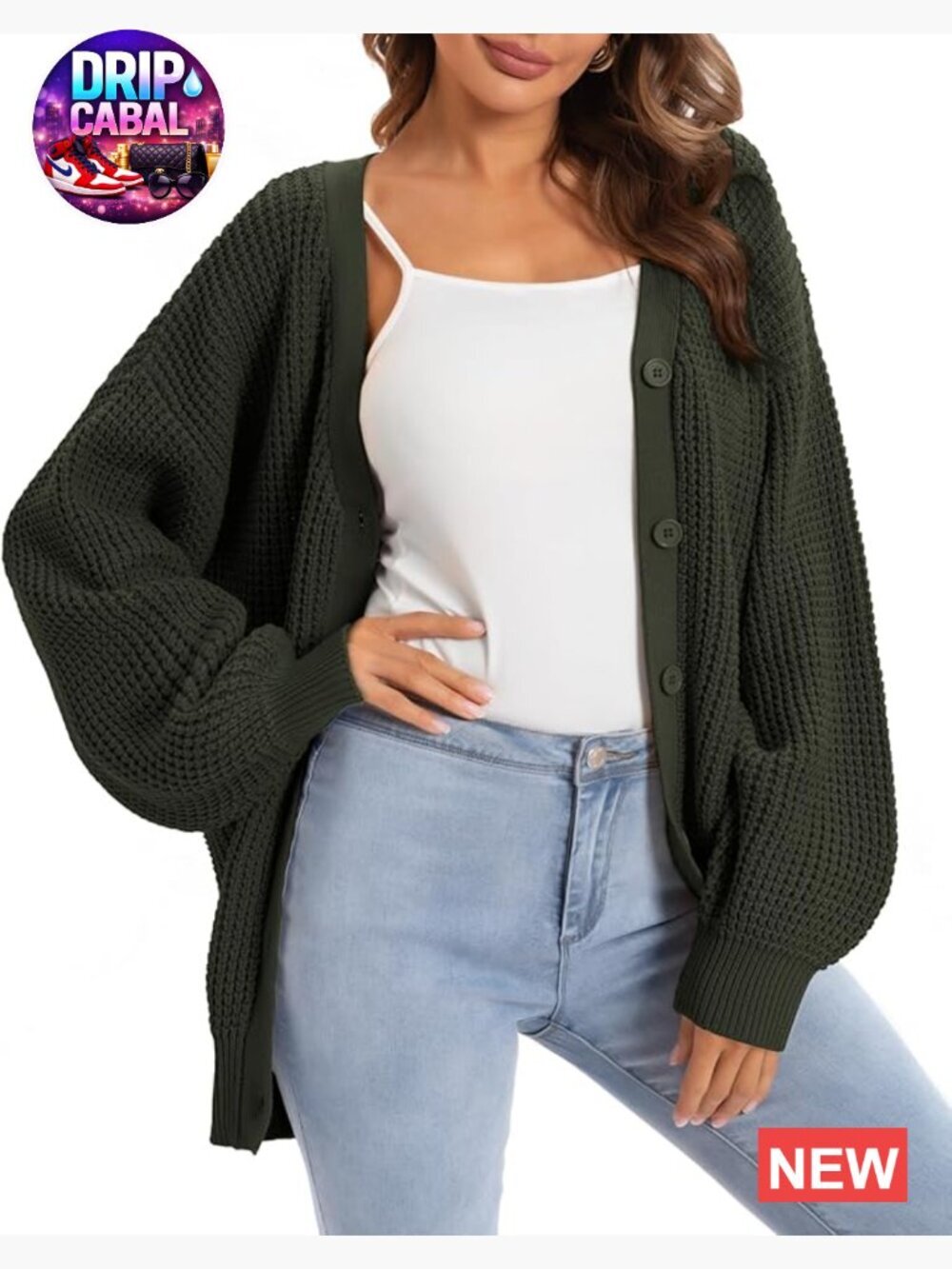 100% Cotton Button-Down Oversized Cardigan Sweater